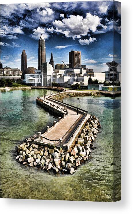 Lake Erie Canvas Print featuring the photograph Cleveland Inner Harbor - Cleveland Ohio - 1 by Mark Madere