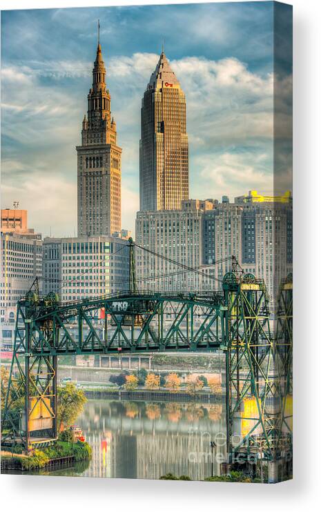 Clarence Holmes Canvas Print featuring the photograph Cleveland Skyline and the Flats I by Clarence Holmes