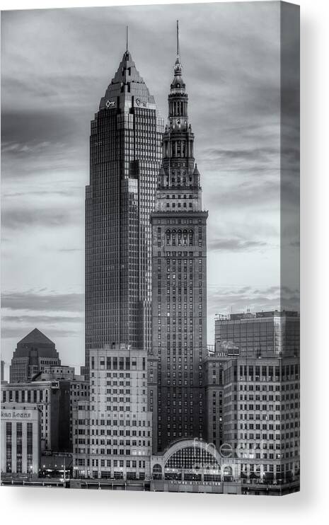 Clarence Holmes Canvas Print featuring the photograph Cleveland Skyscrapers at Dawn II by Clarence Holmes