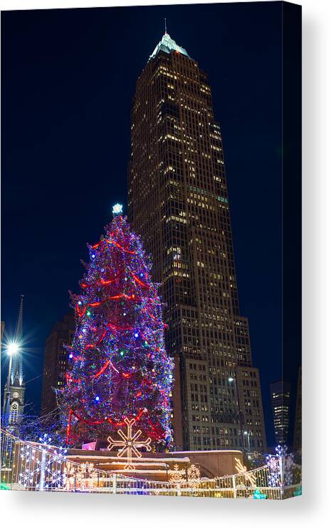 Cleveland Canvas Print featuring the photograph Cleveland's Christmas Tree and Key Tower by Clint Buhler