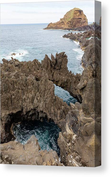 Cliff Canvas Print featuring the photograph Coast Of Porto Monizz by Dr Juerg Alean