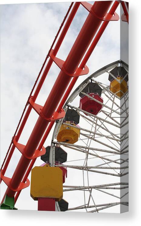 Amusement Canvas Print featuring the photograph Coaster Wheel by David S Reynolds