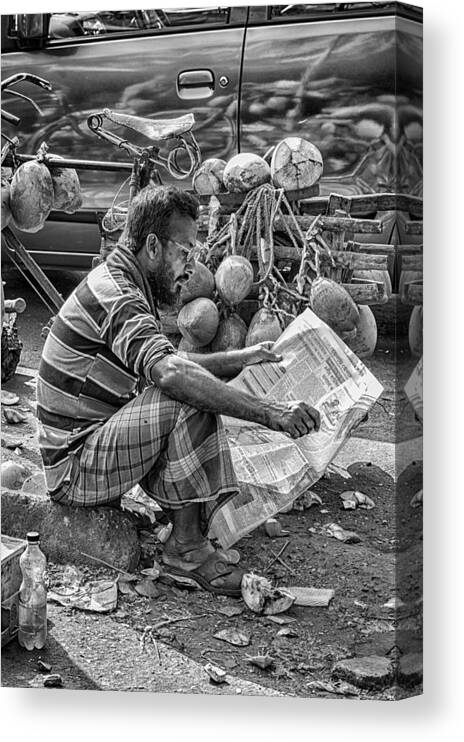 Man Canvas Print featuring the photograph Coconut Seller by Scott Wyatt