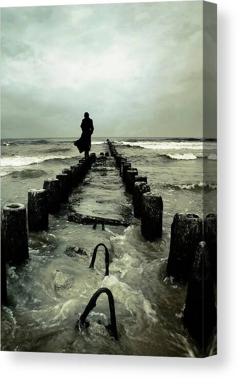 Sea Canvas Print featuring the photograph Cold waves by Cambion Art