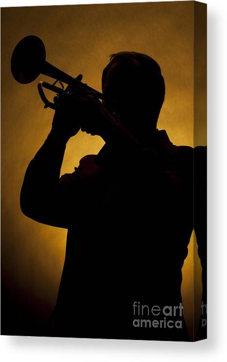 Silhouette Canvas Print featuring the photograph Color Silhouette of Trumpet Player 3019.02 by M K Miller