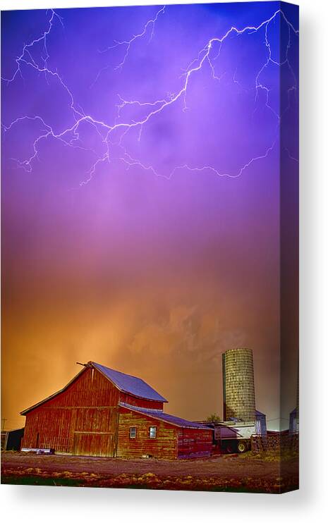 Lightning Canvas Print featuring the photograph Colorful Country Storm by James BO Insogna