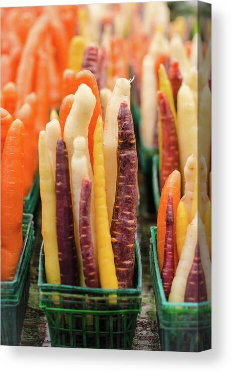 Orange Color Canvas Print featuring the photograph Colourful Carrots by Danielle Donders