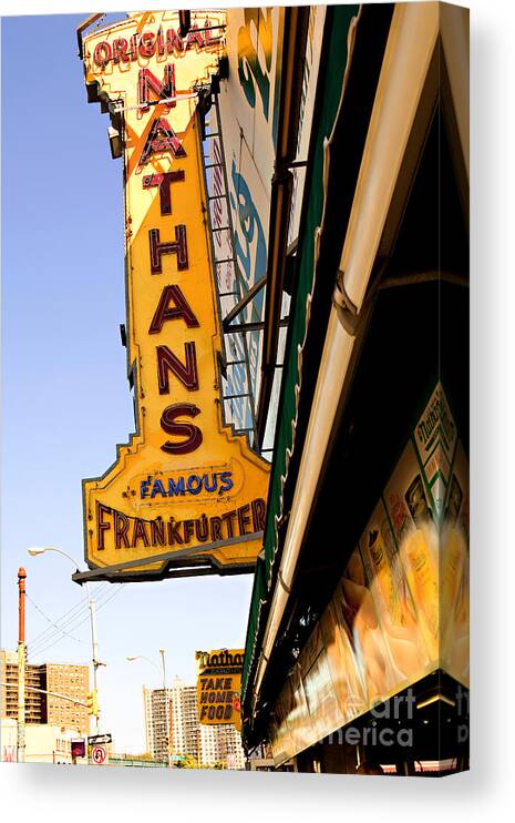 Original Nathans Canvas Print featuring the photograph Coney Island Memories 1 by Madeline Ellis