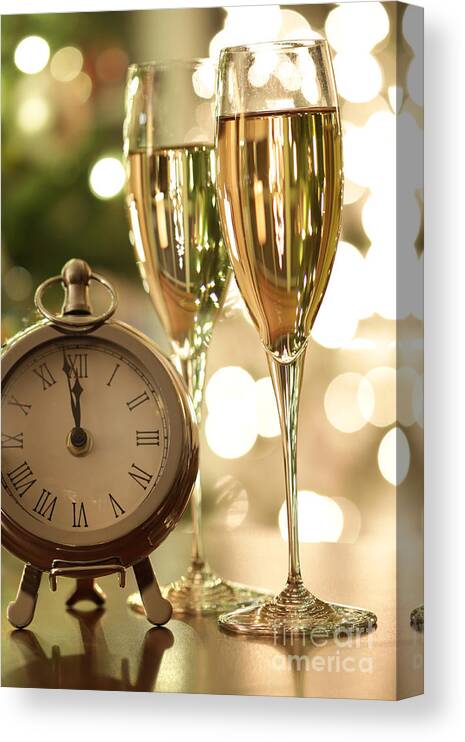 Alcohol Canvas Print featuring the photograph Countdown to celebrations with champagne by Sandra Cunningham