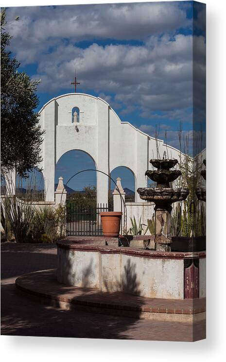 Arches Canvas Print featuring the photograph Courtyard at the Mission by Ed Gleichman