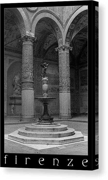 Courtyard Palazzo Becchio Canvas Print featuring the photograph Courtyard Fountain by Weston Westmoreland