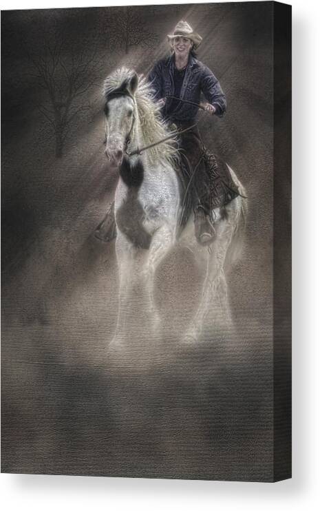 Animals Canvas Print featuring the photograph Cowgirl and Knight by Susan Candelario