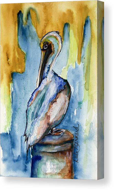 Pelican Canvas Print featuring the painting Cozumel Pelican by Dale Bernard