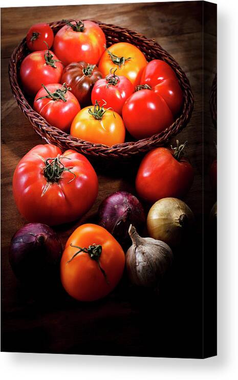 Yield Sign Canvas Print featuring the photograph Crop Tomatoes by Letty17