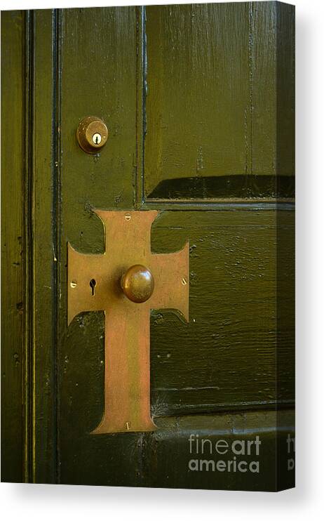 Antique Canvas Print featuring the photograph Cross Door Plate by Bob Sample