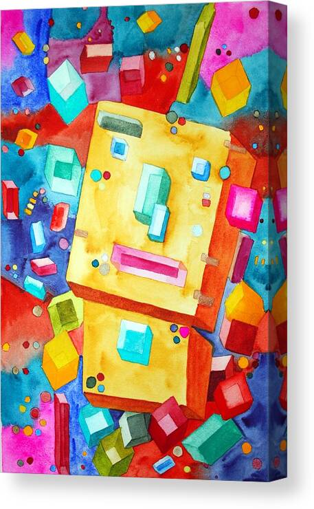 Color Canvas Print featuring the painting Cubes by Gerald Carpenter