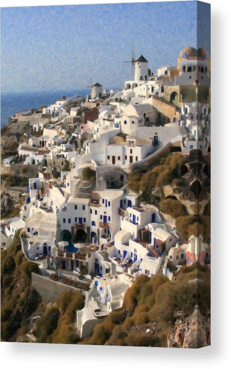 Oia Santorini Canvas Print featuring the painting Cyclades Grk4309 by Dean Wittle