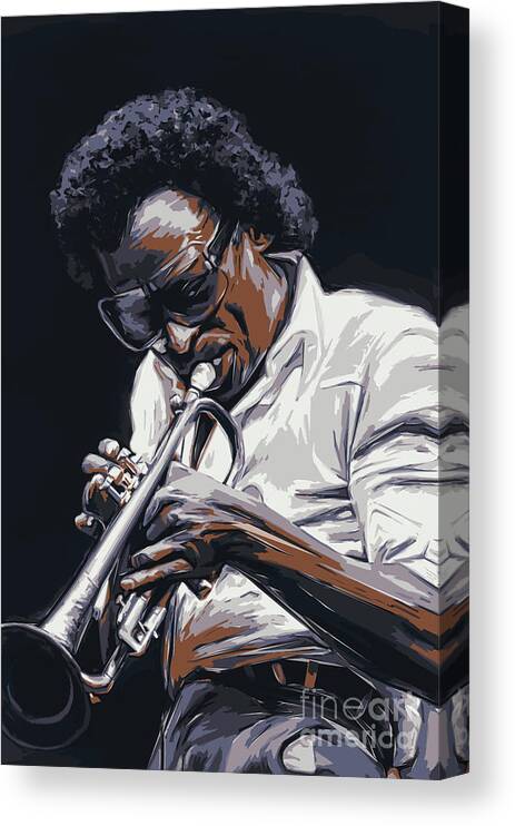 Trumpet Canvas Print featuring the painting Davis by Andrzej Szczerski