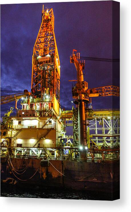 110613 Ghana- Art Carlson- Contract 23 Canvas Print featuring the photograph Deepwater Millenium 20 miles off Coast of Ghana by Gregory Daley MPSA