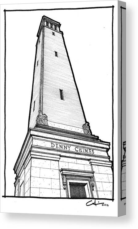 Sketch Canvas Print featuring the drawing Denny Chimes by Calvin Durham