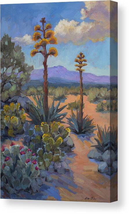 Southwest Canvas Print featuring the painting Desert Century Plants by Diane McClary