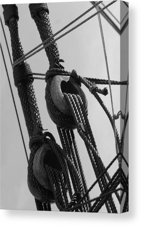 18th Century Canvas Print featuring the photograph Detail of the rigging - monochrome by Ulrich Kunst And Bettina Scheidulin