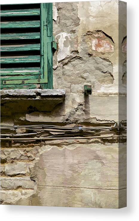 Abandon Canvas Print featuring the photograph Dilapidated Green Wood Window Shutter II by David Letts