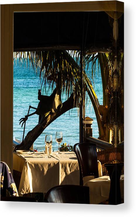 Backyard Canvas Print featuring the photograph Dining For Two at Louie's Backyard by Ed Gleichman