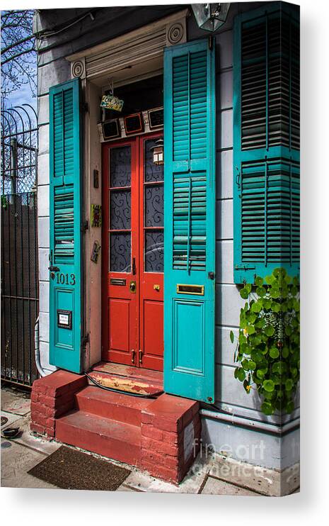 New Orleans Canvas Print featuring the photograph Double Red Door by Perry Webster