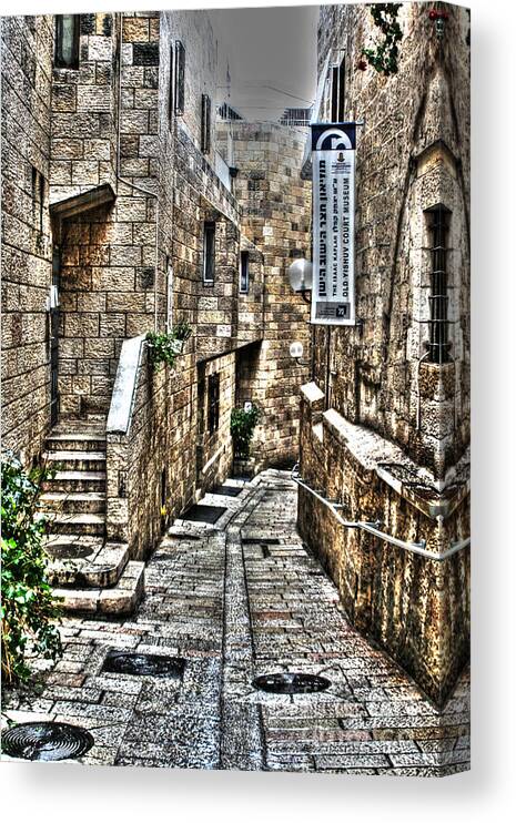 Western Wall Canvas Print featuring the photograph Downtown in Jerusalems Old City by Doc Braham