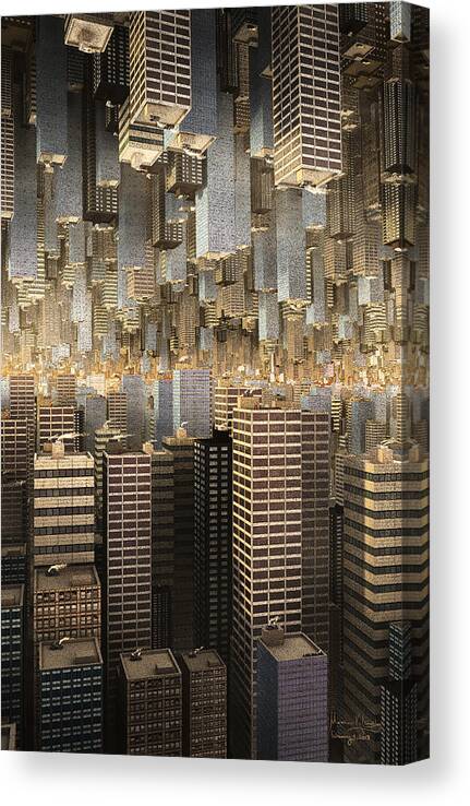 Buildings Canvas Print featuring the digital art Downtown/UpTown by Matthew Lindley