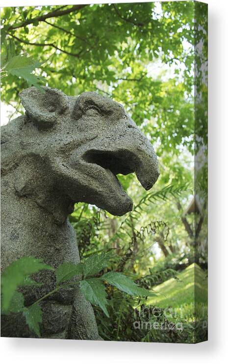 Gargoyle Canvas Print featuring the photograph Driveway Guardian 3 by Dodie Ulery
