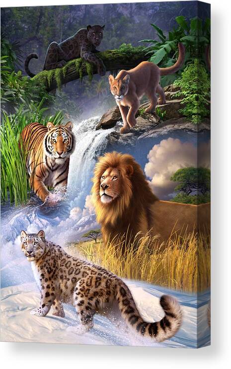 Big Cats Canvas Print featuring the digital art Earth Day 2013 poster by Jerry LoFaro