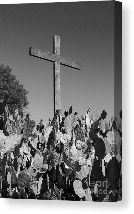 Cross Canvas Print featuring the photograph Easter Cross Black and White by Jeanette French