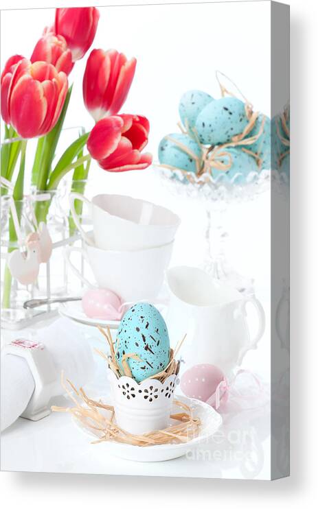 Spring Canvas Print featuring the photograph Easter Egg Setting by Amanda Elwell