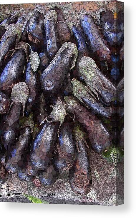 Vegetable Canvas Print featuring the digital art Eggplant Pile by Ronald Bissett
