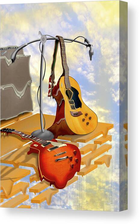 Les Paul Canvas Print featuring the photograph Electrical Meltdown by Mike McGlothlen