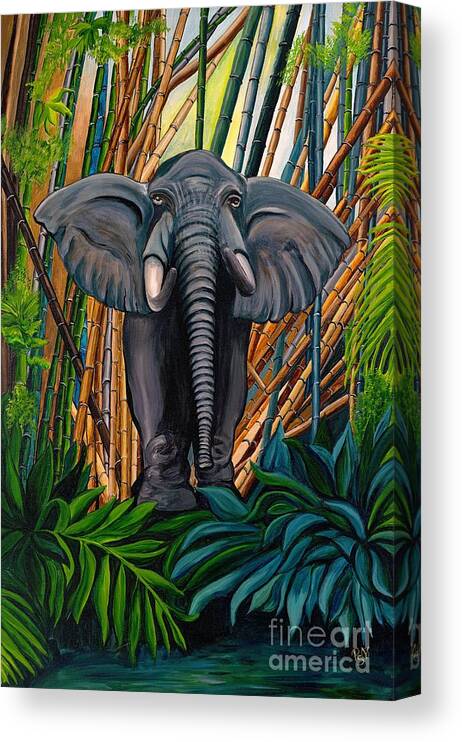 Elephant Canvas Print featuring the painting Elegant Elephant by Patty Vicknair
