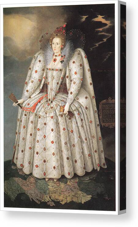 Marcus Gheeraerts The Younger Canvas Print featuring the painting Elizabeth I of England by Marcus Gheeraerts the Younger