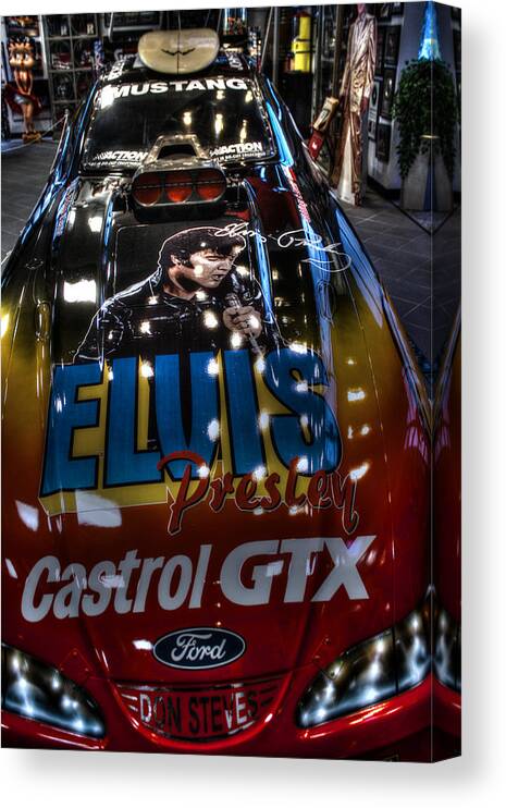 John Force Racing Canvas Print featuring the photograph Elvis is still in the building by Tommy Anderson