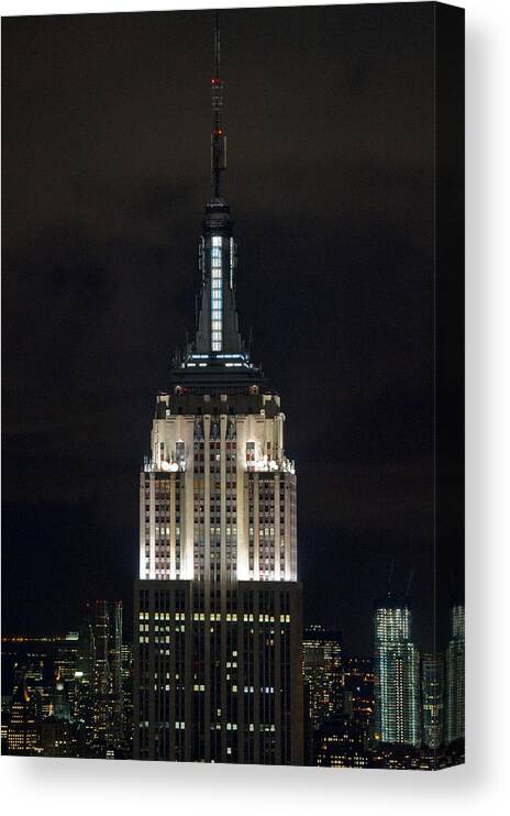  Empire State Building Canvas Print featuring the photograph Empire State Building at night by Gary Eason