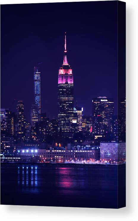  Canvas Print featuring the photograph Empire State in Pink and Orange by Raymond Salani III