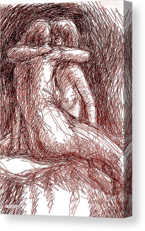 Erotic Renderings Canvas Print featuring the drawing Erotic Drawings 19-2 by Gordon Punt