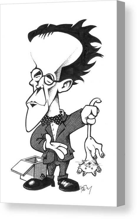 20th Century Canvas Print featuring the photograph Erwin Schrodinger, caricature by Science Photo Library