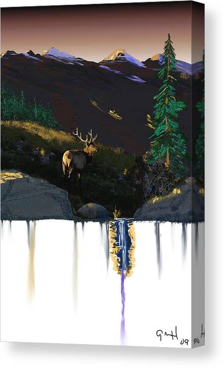 Wildlife Canvas Print featuring the digital art Evening Elk by J Griff Griffin