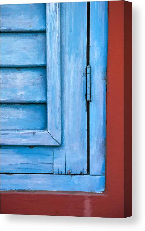 Kitchen Art Canvas Print featuring the photograph Faded Blue Shutter V by David Letts