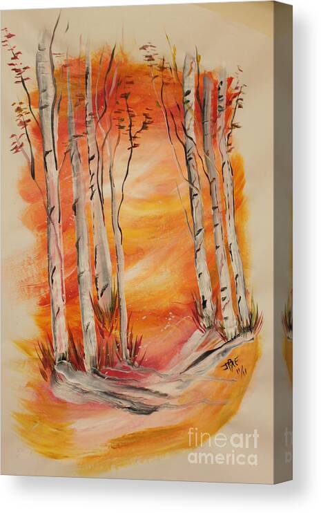Aspen Canvas Print featuring the painting Fall Aspen on Paper by Janice Pariza