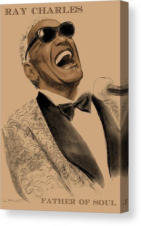 Ray Charles Canvas Print featuring the drawing Father of Soul by Clifford Faust
