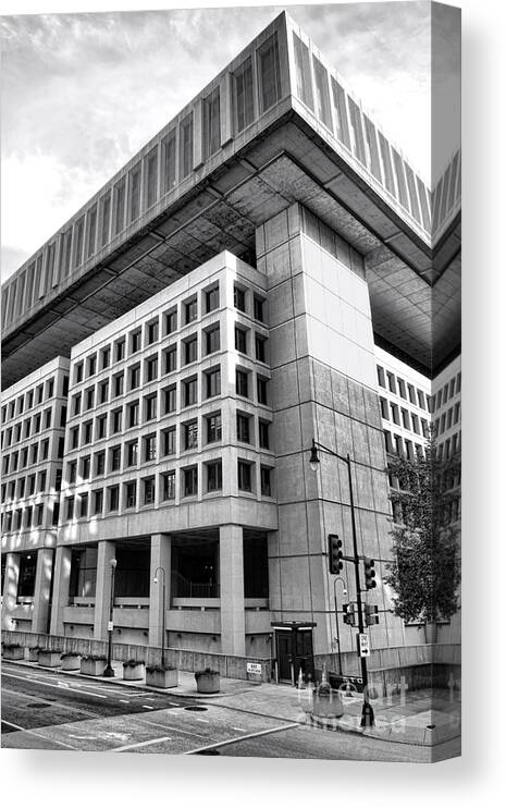 Fbi Canvas Print featuring the photograph FBI Building Rear View by Olivier Le Queinec