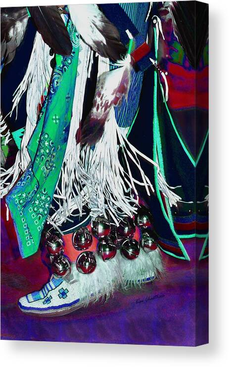 Moccasins Canvas Print featuring the photograph Feathers Fringe and Bells by Kae Cheatham